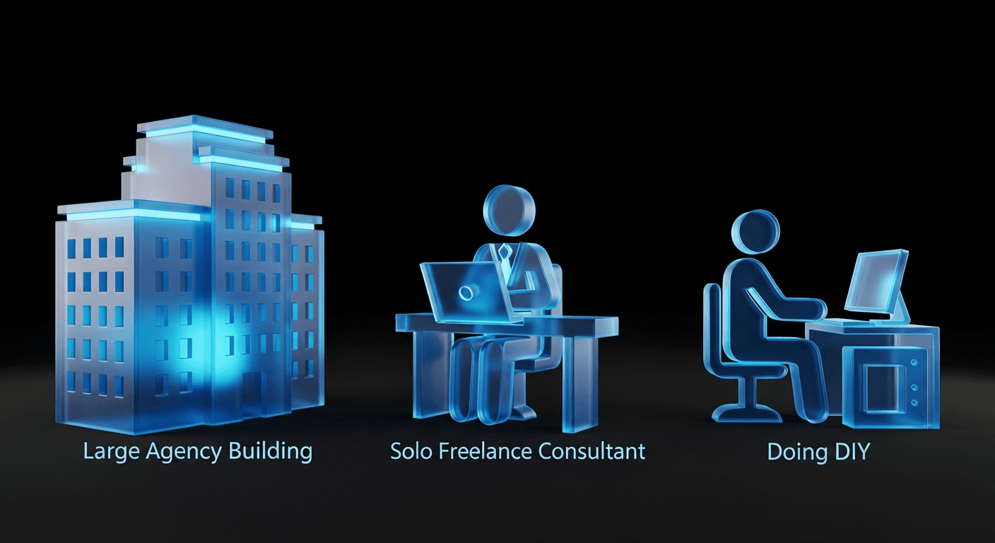 Comparaison entre agence SEO, consultant SEO freelance et gestion en autonomie pour une TPE