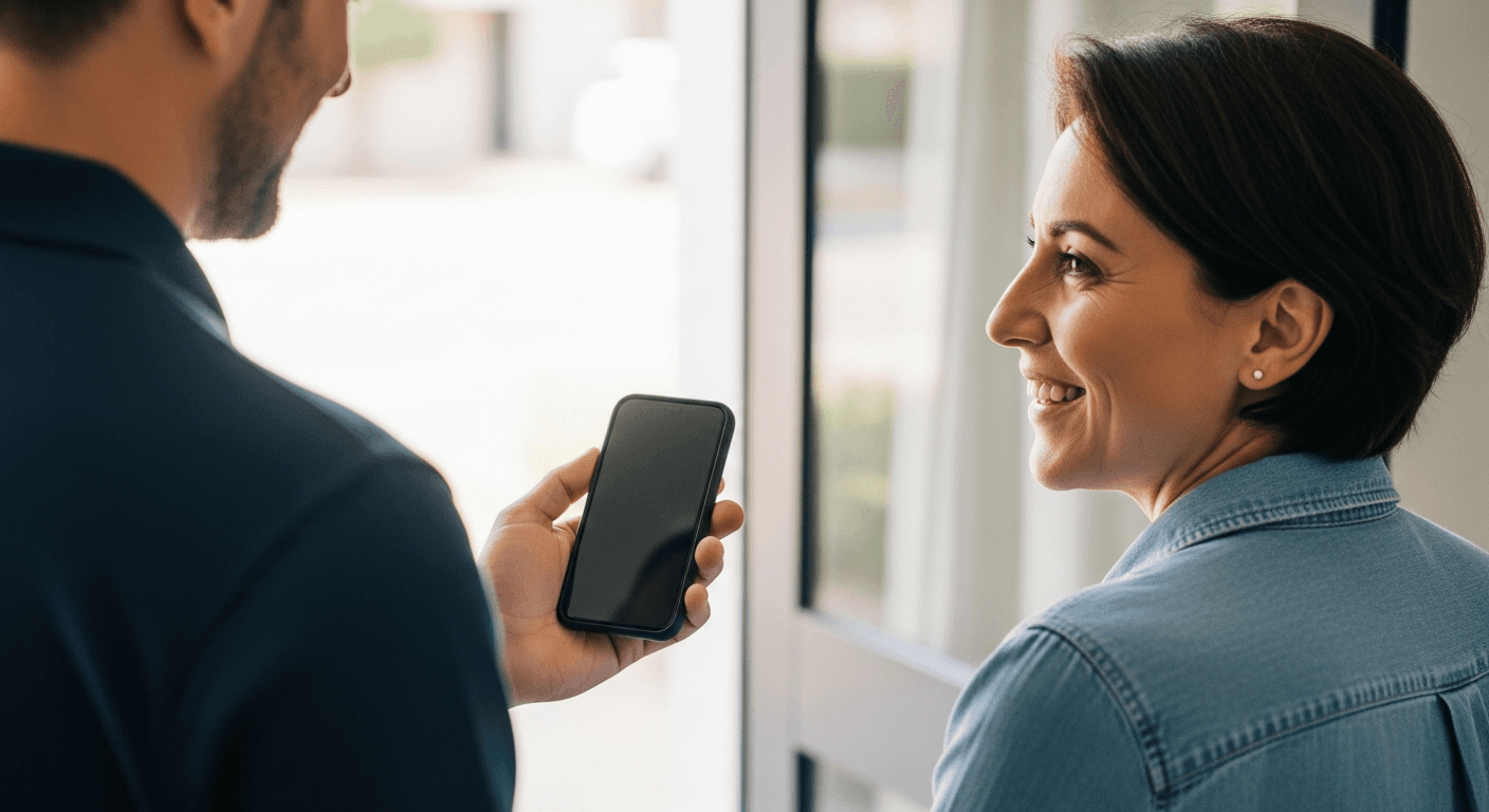 Artisan nantais demandant un avis Google à un client satisfait après une prestation