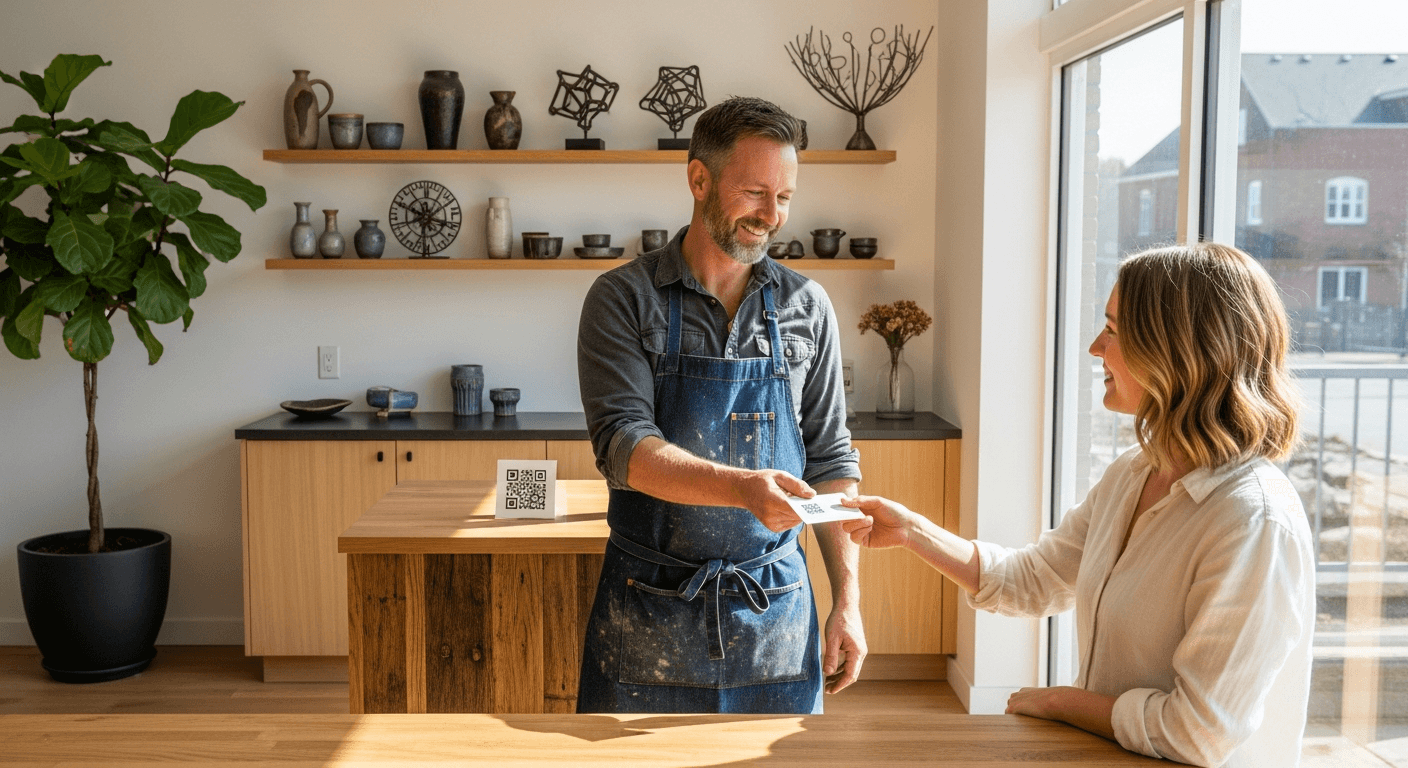 Artisan bordelais demandant un avis Google à un client satisfait