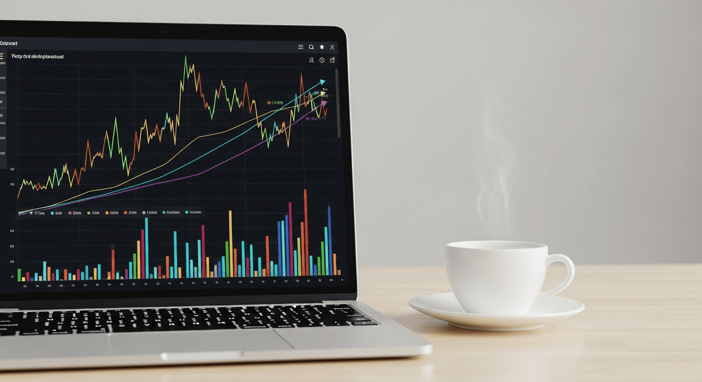 Graphique des statistiques d'une fiche Google Business Profile sur un écran