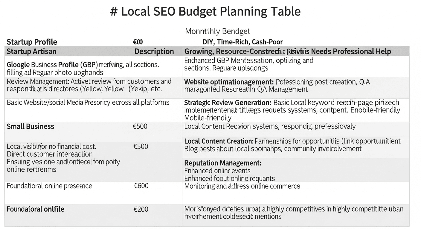Budget référencement local selon profil d'entreprise : du débutant à la ville très concurrentielle