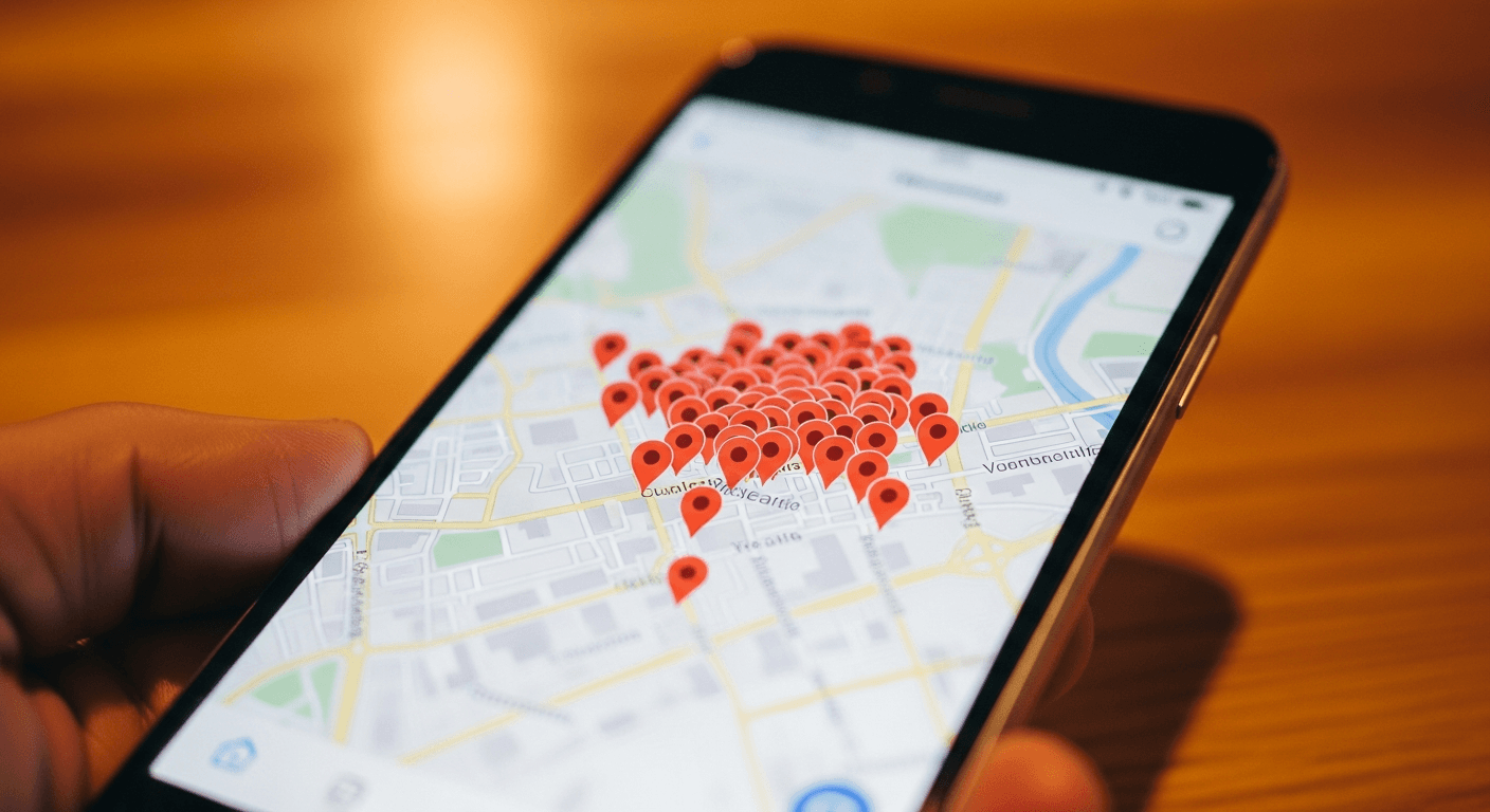 Carte de Lille avec épingles Google Maps représentant des artisans locaux