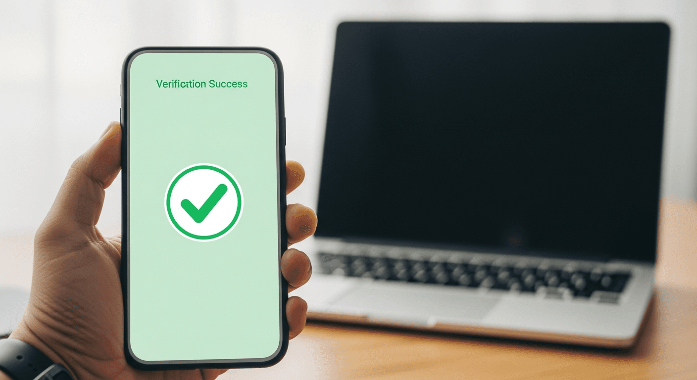 Smartphone affichant un code de vérification Google, validation de la fiche
