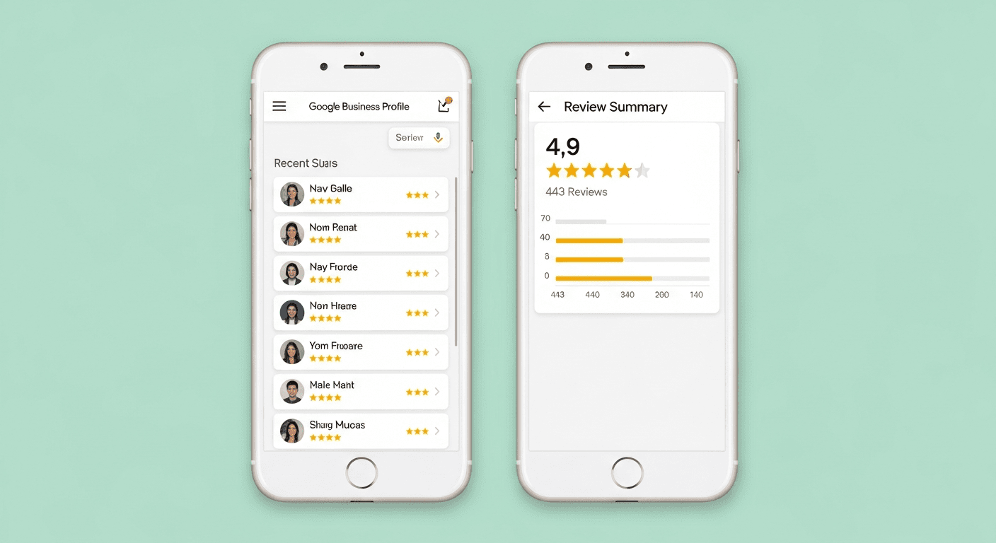 Fiche Google Business d'un plombier parisien avec 4,9 étoiles et 443 avis clients