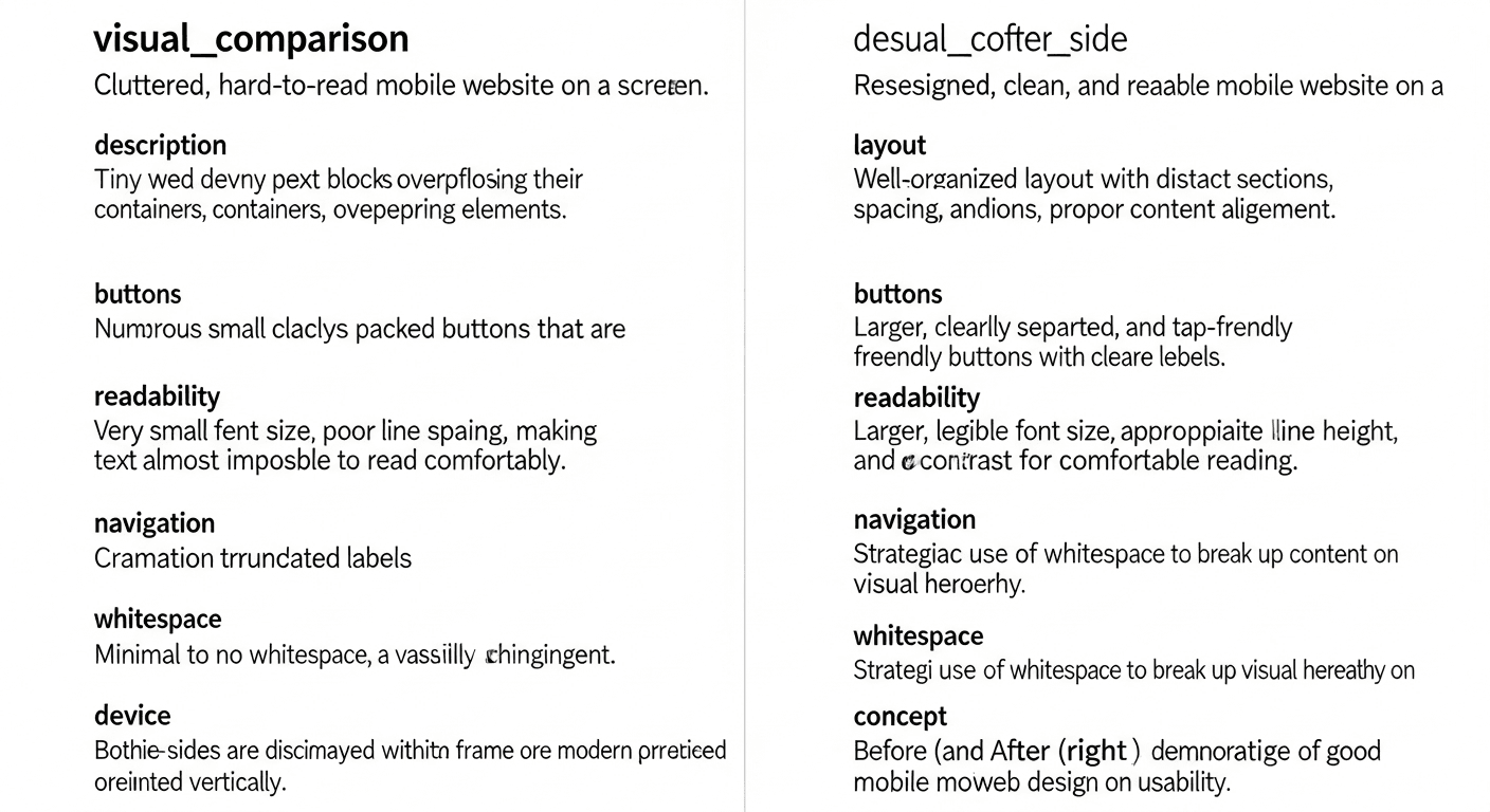 Comparaison d'un site web affiché sur mobile avant et après optimisation UX