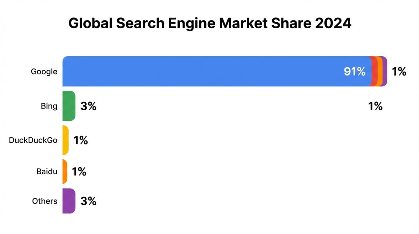 Graphique illustrant les parts de marché des moteurs de recherche en France