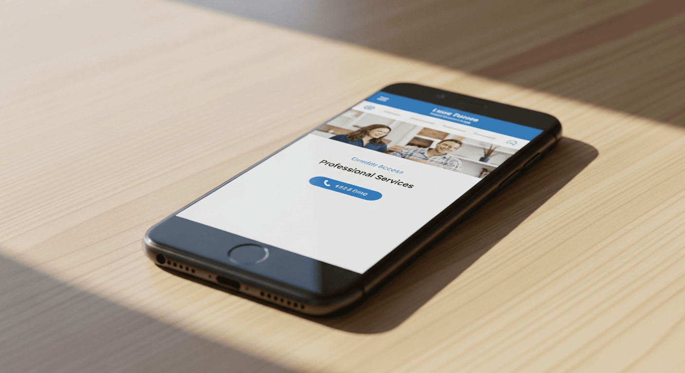 Capture d'un site vitrine d'artisan lillois sur mobile avec appel au clic visible