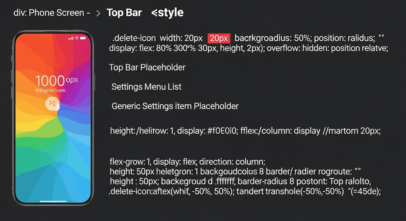 Interface de paramètres d'un smartphone avec option de suppression mise en évidence