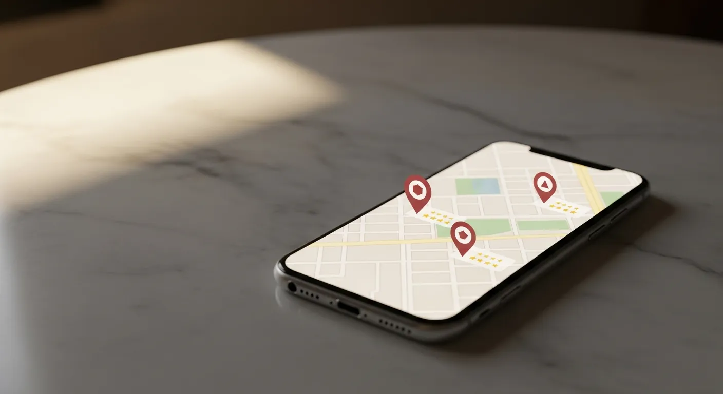 Résultats Google Maps montrant le pack local avec trois cabinets d'avocats