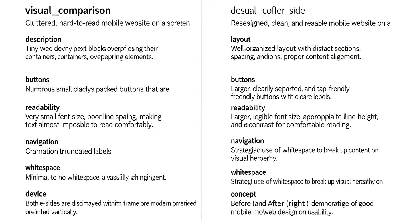 Comparaison d'un site web affiché sur mobile avant et après optimisation UX