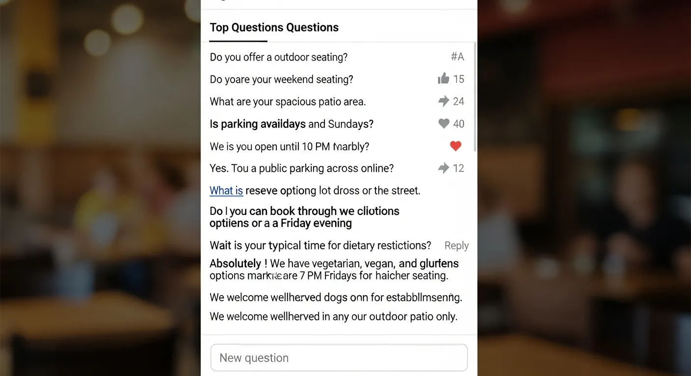 Interface Google Business Profile avec la section questions-réponses visible