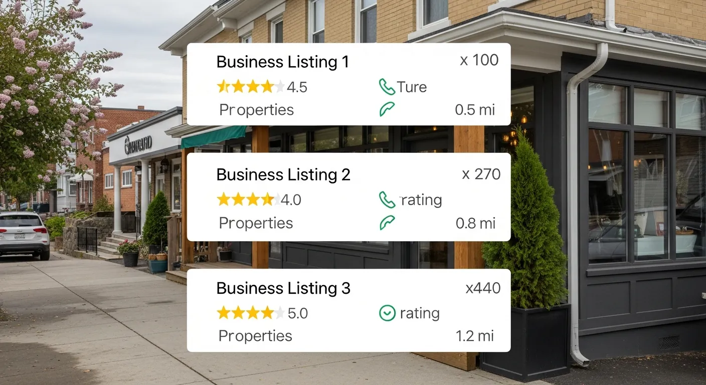 Pack local Google Maps avec trois entreprises lyonnaises dans les résultats de recherche