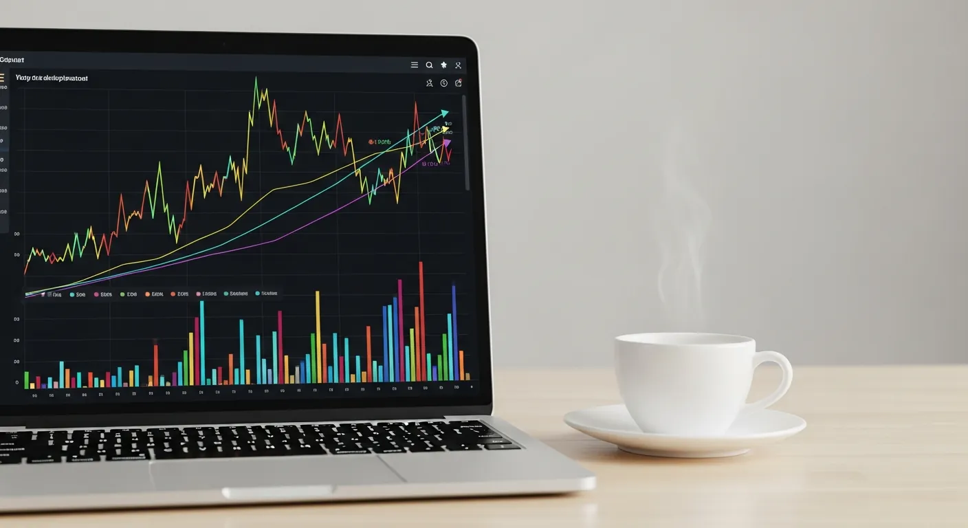 Graphique des statistiques d'une fiche Google Business Profile sur un écran